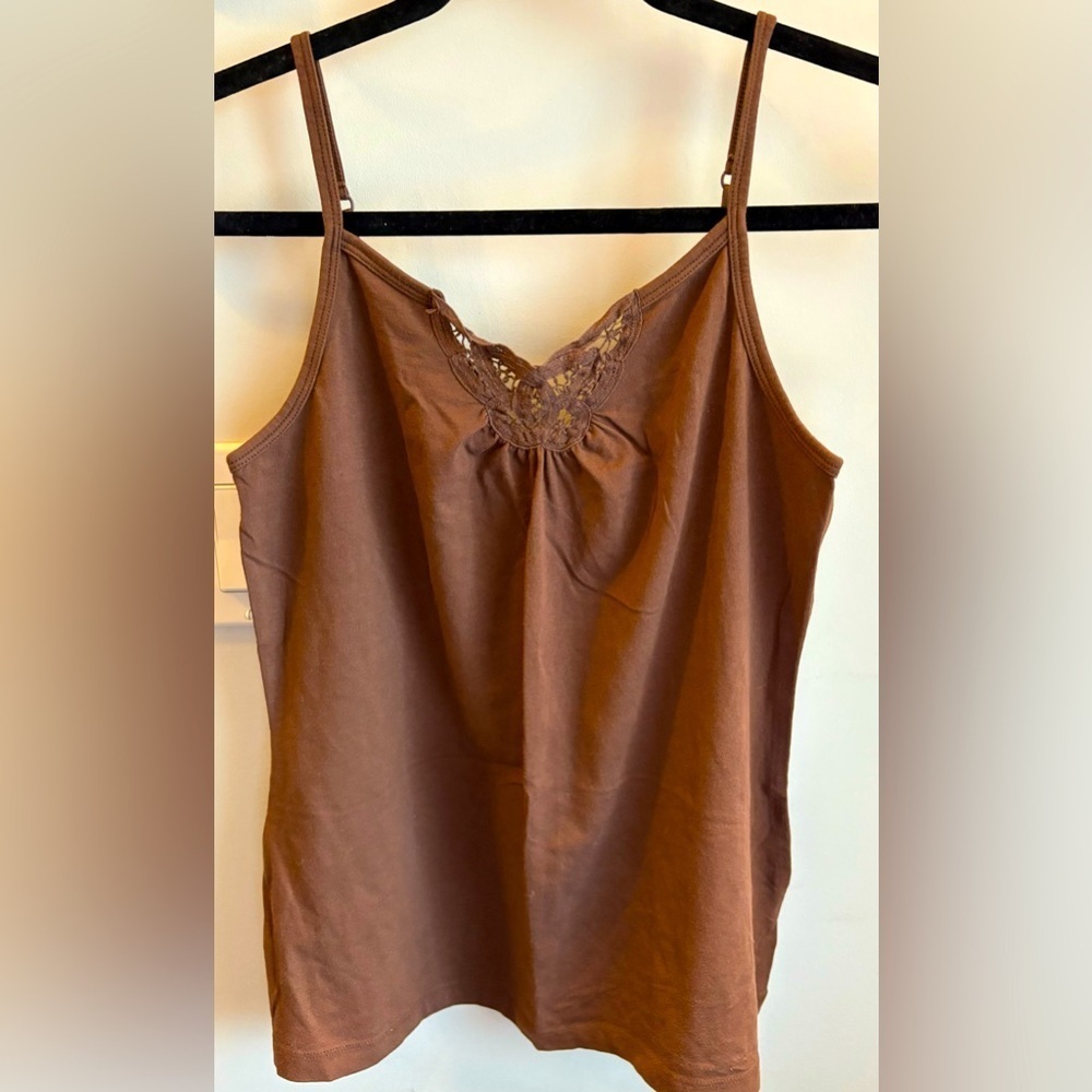 Tommy Hilfiger Brown Lace Trim Cami Top